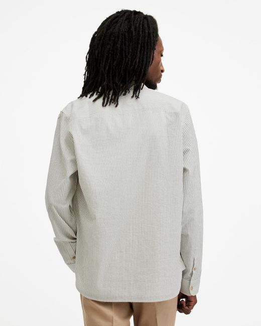 AllSaints White Villard Relaxed Fit Ramskull Shirt for men