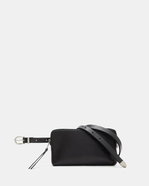 AllSaints Black Matilde Western Leather Bag Belt