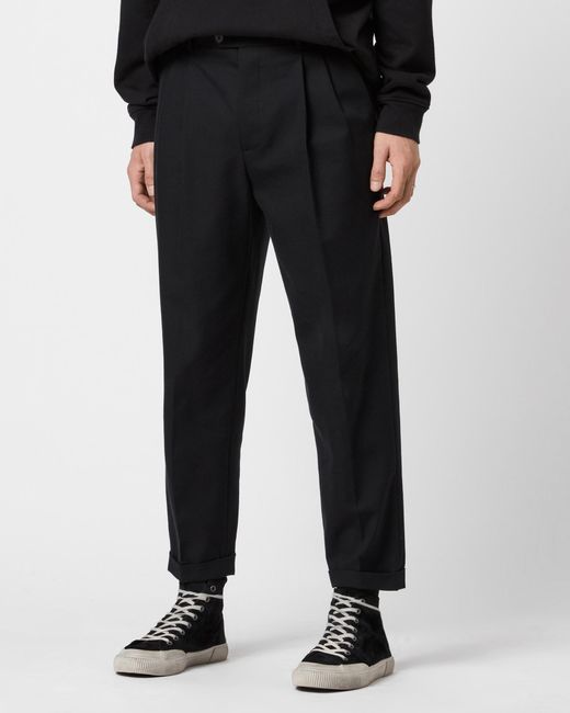 AllSaints Black Tallis Cropped Slim Pants for men