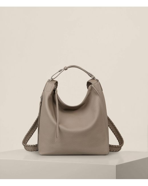 AllSaints Gray Kita Small Leather Backpack