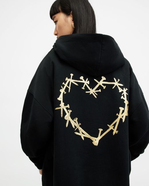 AllSaints Black Perta Logo Oversized Etienne Hoodie