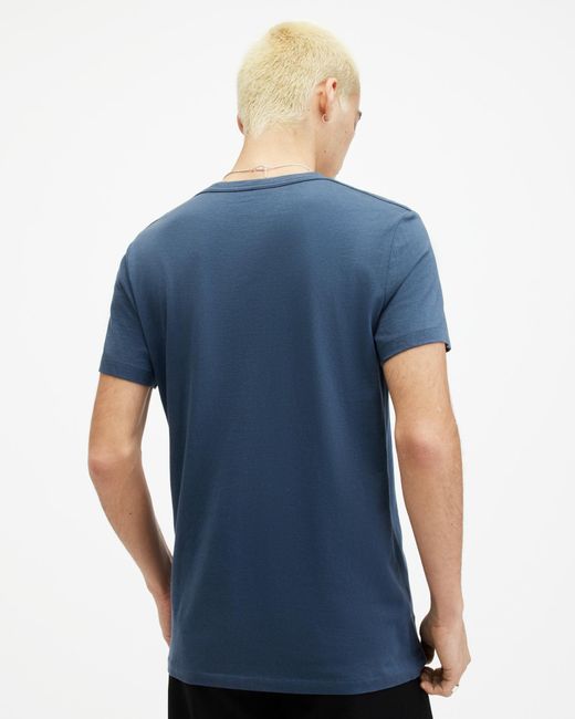 AllSaints Blue Tonic Crew Neck Slim Ramskull T-shirt, for men