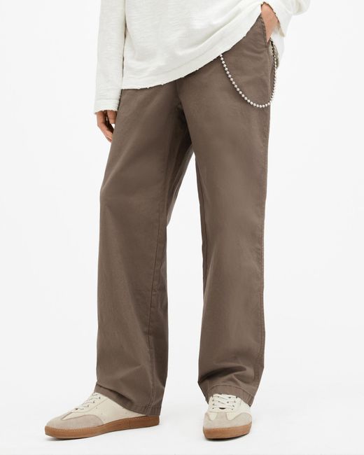 AllSaints Gray Jovi Mid-rise Straight Fit Trousers, for men