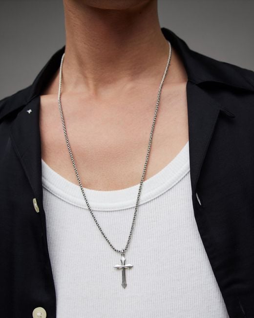 Mens sterling cross necklace deals