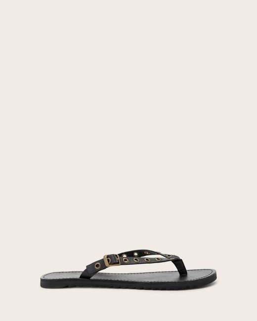AllSaints Natural Sydney Eyelet Leather Sandals