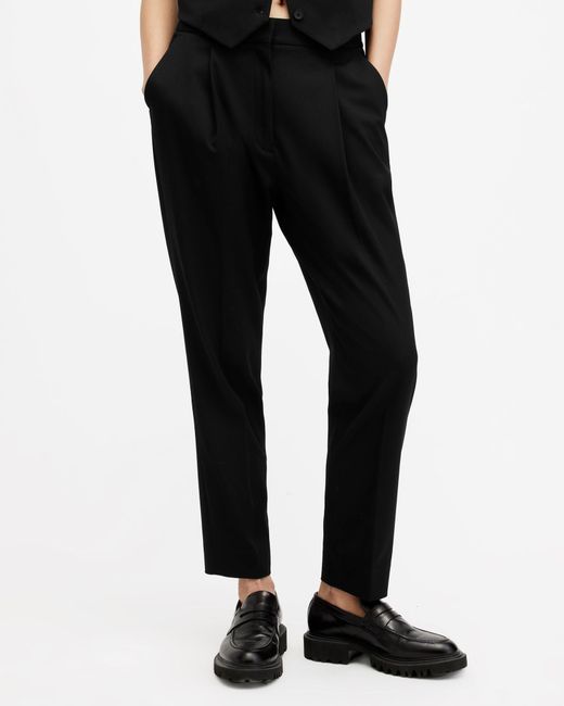 AllSaints Black Nellie Slim Fit Tapered Trousers,