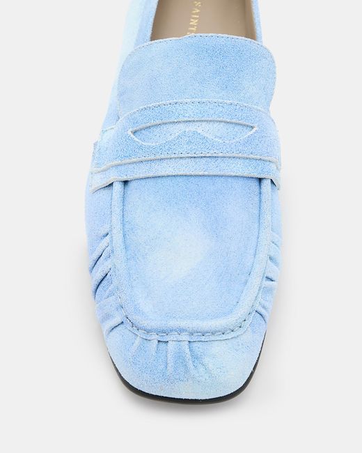 AllSaints Blue Sapphire Suede Loafer Shoes