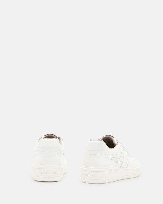 AllSaints White Vix Low Top Round Toe Leather Trainers