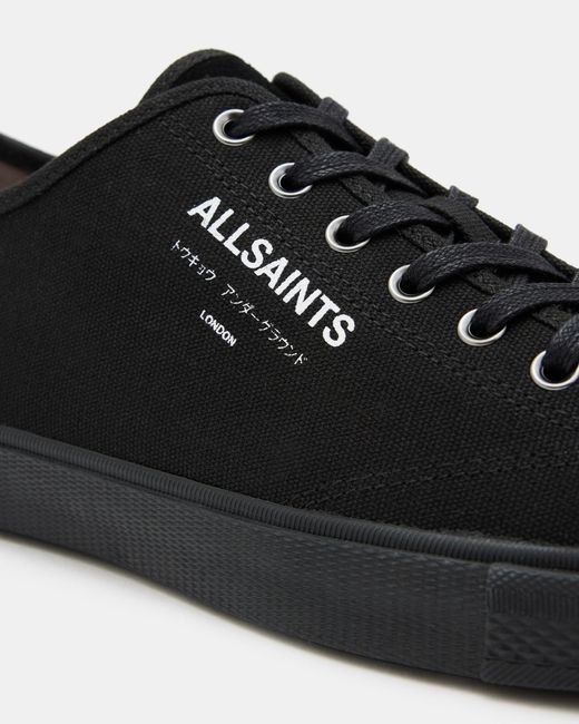AllSaints Black Underground Canvas Low Top Sneakers for men