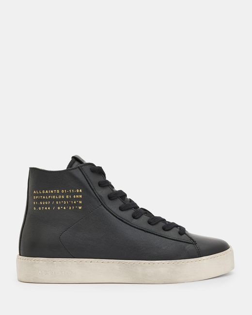 AllSaints Tana Leather High Top Trainers in Black | Lyst Australia