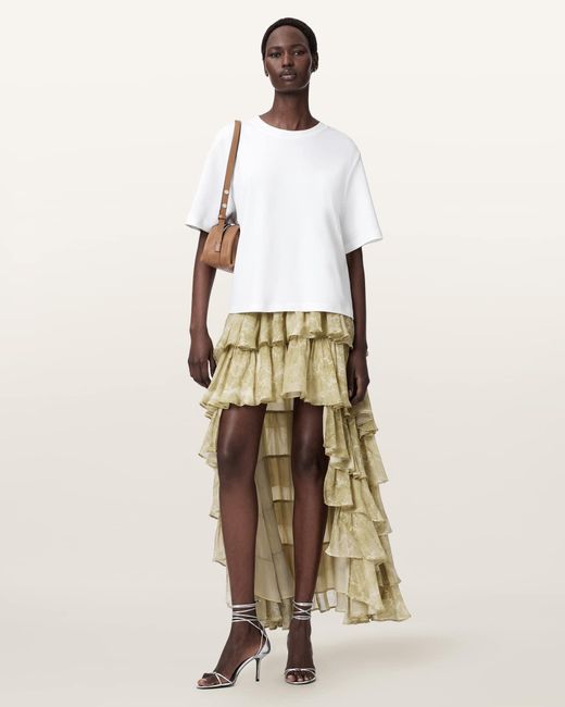 AllSaints Natural Cavalry Tiered Maxi Skirt