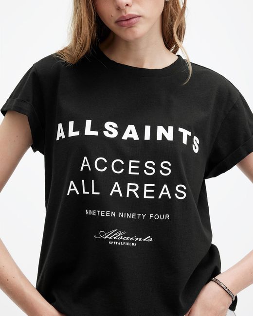 AllSaints Black Tour Anna Crew Neck Graphic T-shirt