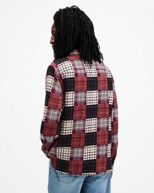 AllSaints Multicolor Patchi Patchwork Checked Relaxed Shirt for men