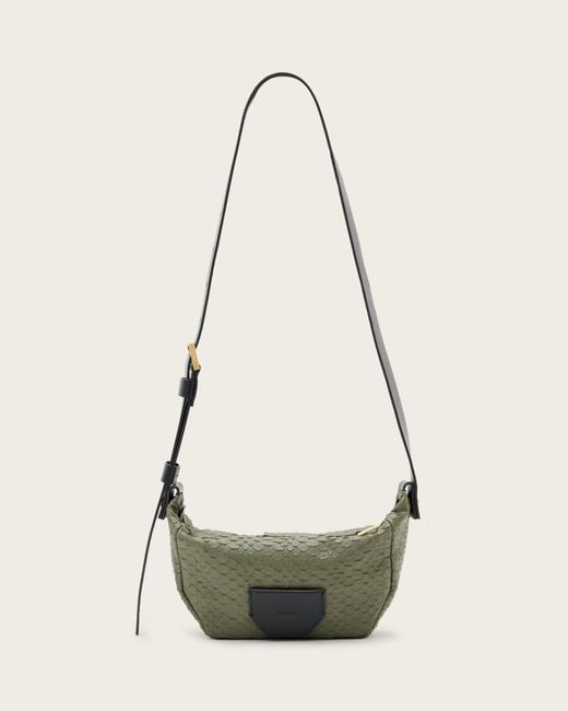 AllSaints Natural Madea Snake Effect Leather Crossbody Bag