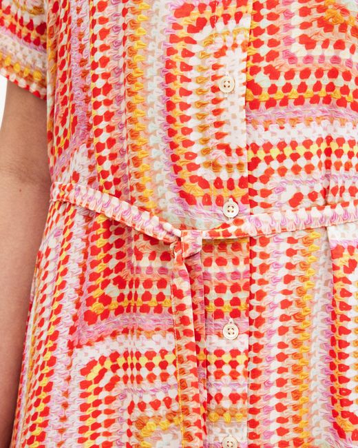 AllSaints Pink Athea Luisa Print Mini Shirt Dress,