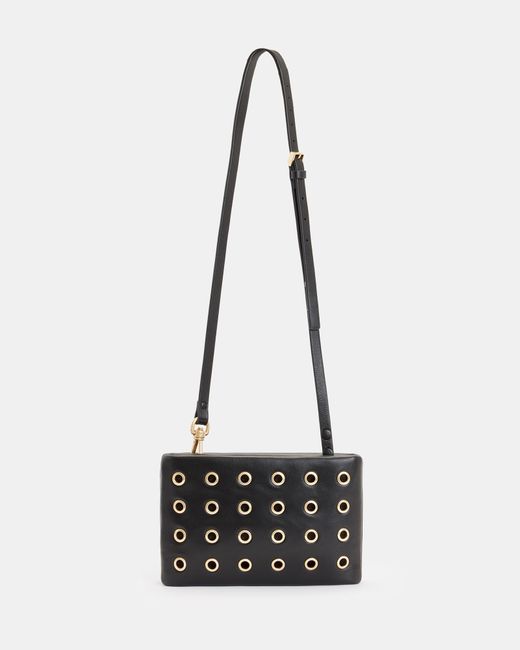 AllSaints White Mila Eyelet Leather Crossbody Bag