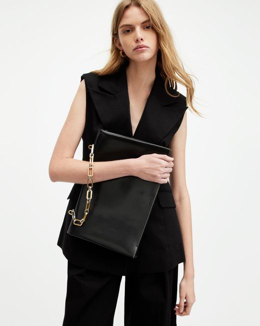 AllSaints Black Luca Chain Leather Bag,