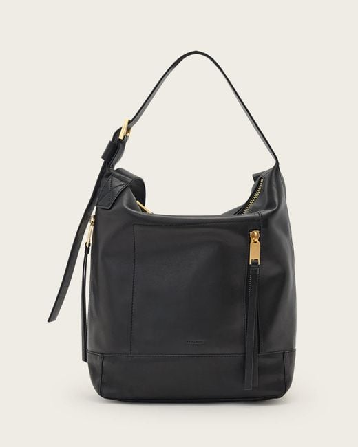 AllSaints Black Alba Leather Backpack
