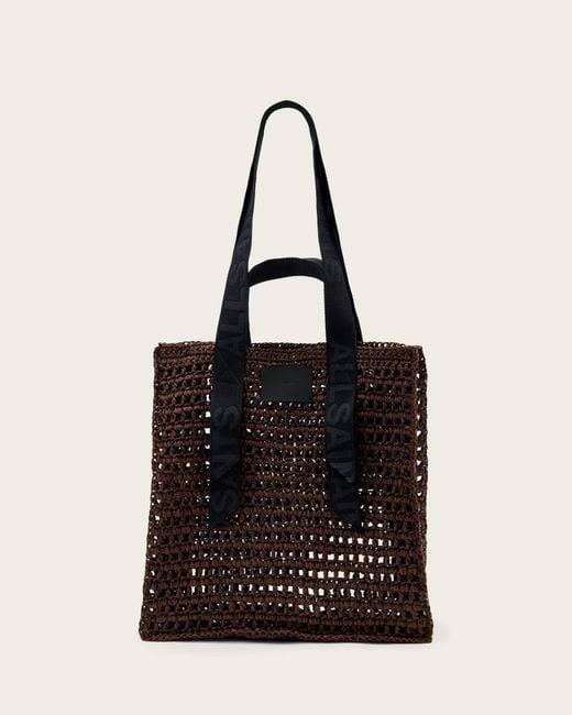 AllSaints Black Lullah Woven Tote Bag