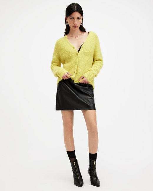 AllSaints Yellow Vortex V-neck Relaxed Fit Cardigan