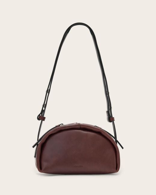 AllSaints Purple Rosalie Arc Leather Crossbody Bag
