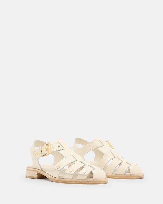 AllSaints Natural Nelly Studded Leather Sandals,