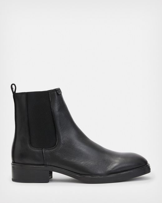 AllSaints Black Davy Leather Boots for men