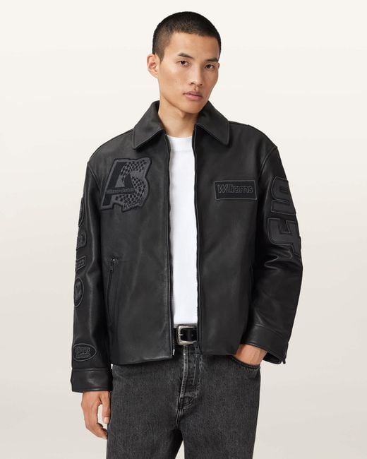 AllSaints Black Williams X Garrison Leather Jacket for men