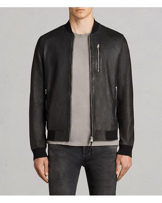 Lyst - Allsaints Kino Leather Bomber Jacket in Black for Men