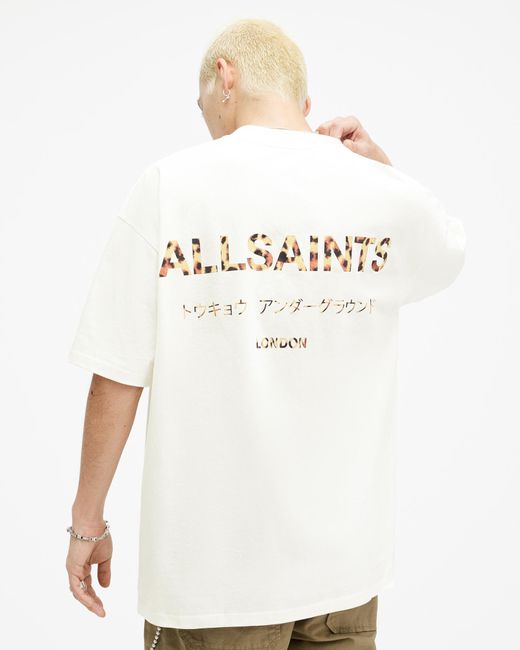 AllSaints White Underground Oversized Crew Neck T-shirt, for men