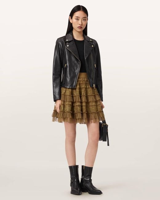 AllSaints Natural Polyester Arlea Lace Mini Skirt, /Us 2