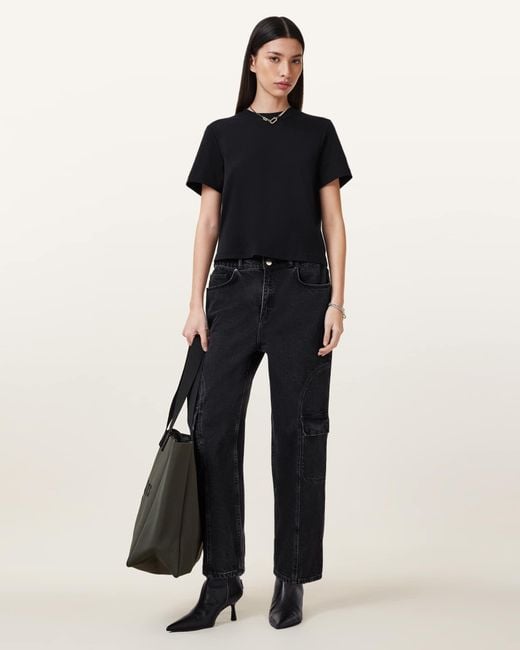 AllSaints Black Lisa Boxy Crew Neck T-Shirt