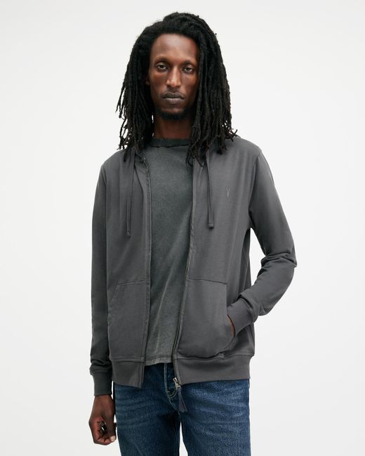 Sweat à Capuche Zippé AllSaints Homme - Gris - Taille M - Très Bon état