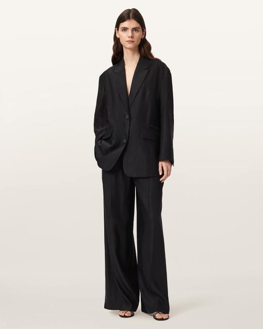 AllSaints Blue Charley Oversized Single Breasted Blazer