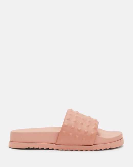 AllSaints Pink Shay Leather Studded Sandals