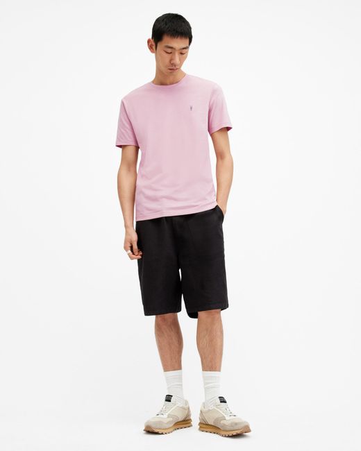 AllSaints Pink Brace Brushed Cotton Crew Neck T-shirt, for men