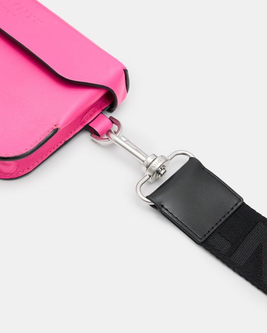 AllSaints Pink Zoe Adjustable Leather Crossbody Bag