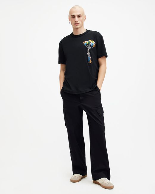 AllSaints Blue Lofty Graphic Print Relaxed Fit T-shirt for men
