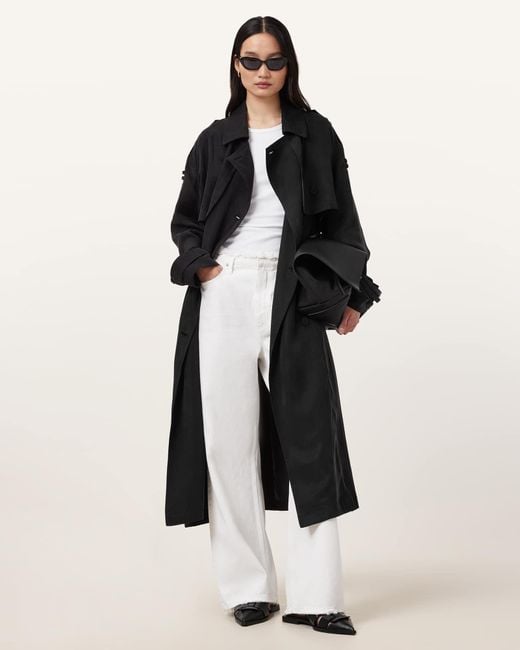AllSaints White Linnie Lightweight Trench Coat