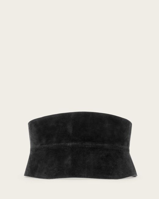 AllSaints Black Oakleigh Suede Corset Belt
