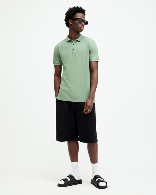 AllSaints Green Reform Short Sleeve Polo Shirt for men