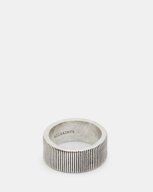 AllSaints White Rory Sterling Textured Ring for men
