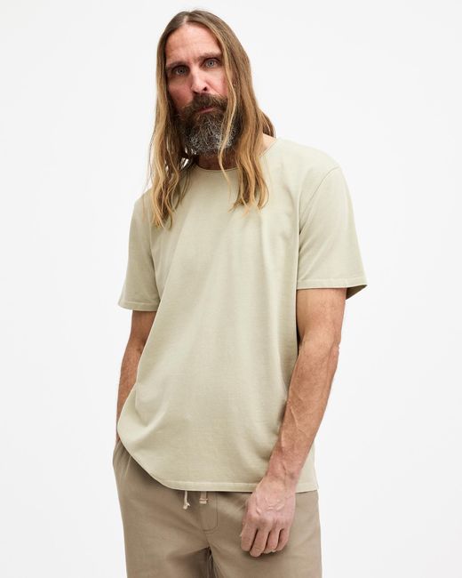 AllSaints Natural Bodega Crew Neck Raw Edge T-shirt, for men