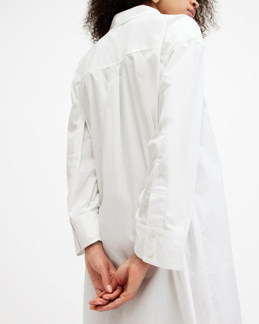 AllSaints White Imogen Maxi Shirt Dress,