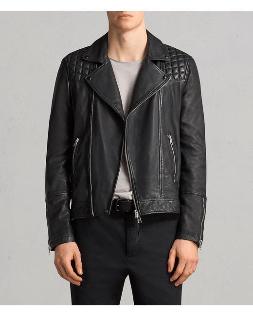 AllSaints Taro Quilted Leather Biker Jacket in Black for Men