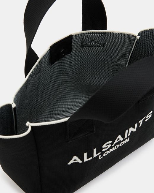 AllSaints Black Izzy Logo Print Knitted Mini Tote Bag