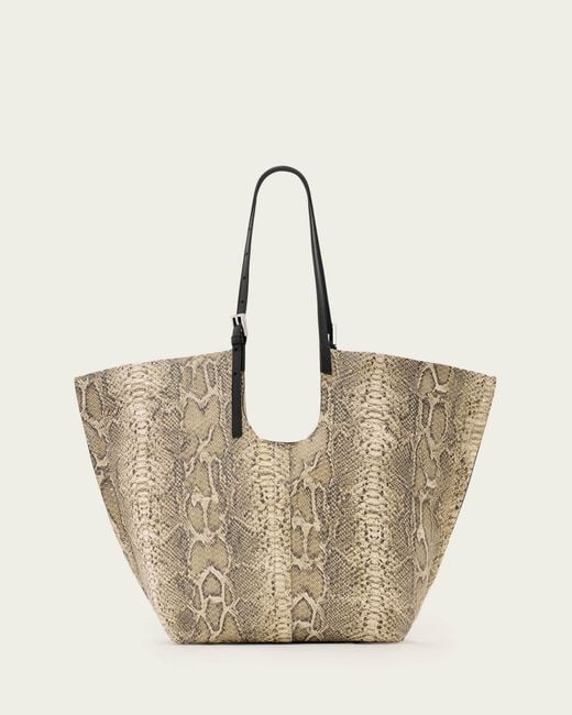 AllSaints Natural Ara Leather Snake Tote Bag