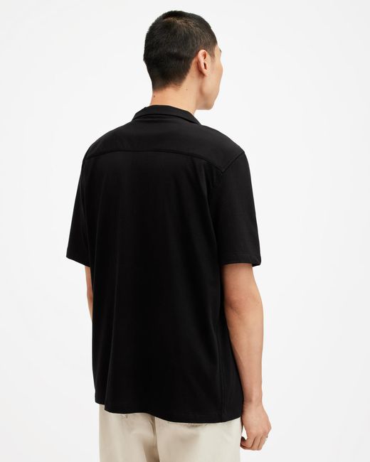 AllSaints Black Hudson Relaxed Fit Ramskull Shirt for men