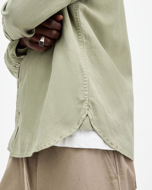 AllSaints Multicolor Laguna Linen Blend Relaxed Fit Shirt for men
