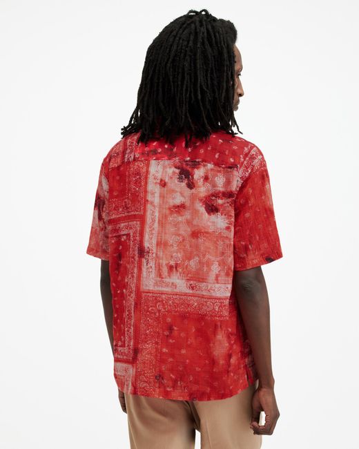 AllSaints Red Tijuana Bandana Print Shirt for men